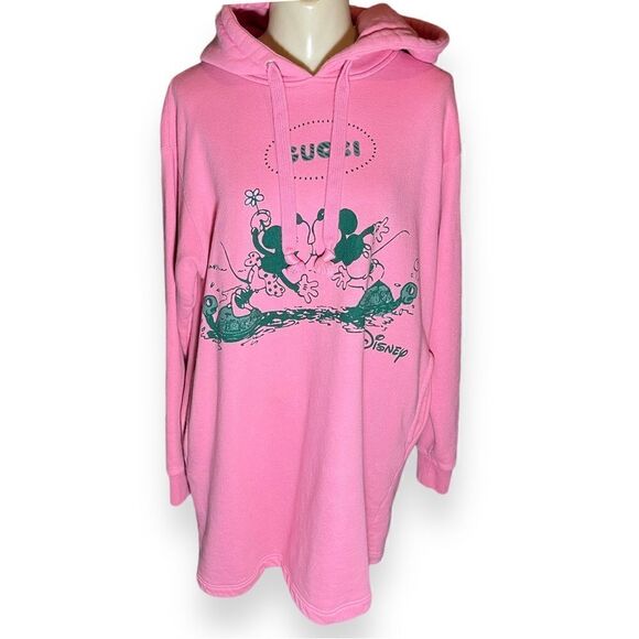 Gucci+Disney Mickey Mouse Minnie Pink  Sweatshirt Hoodie Dress with Pockets - Picture 9 of 16